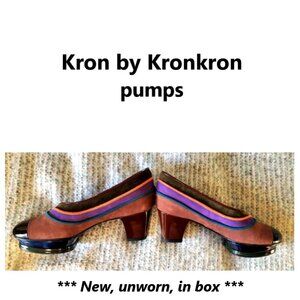 Kron pumps by Icelandic designers KRON. Fun, Artsy, Comfortable walkable shoes.